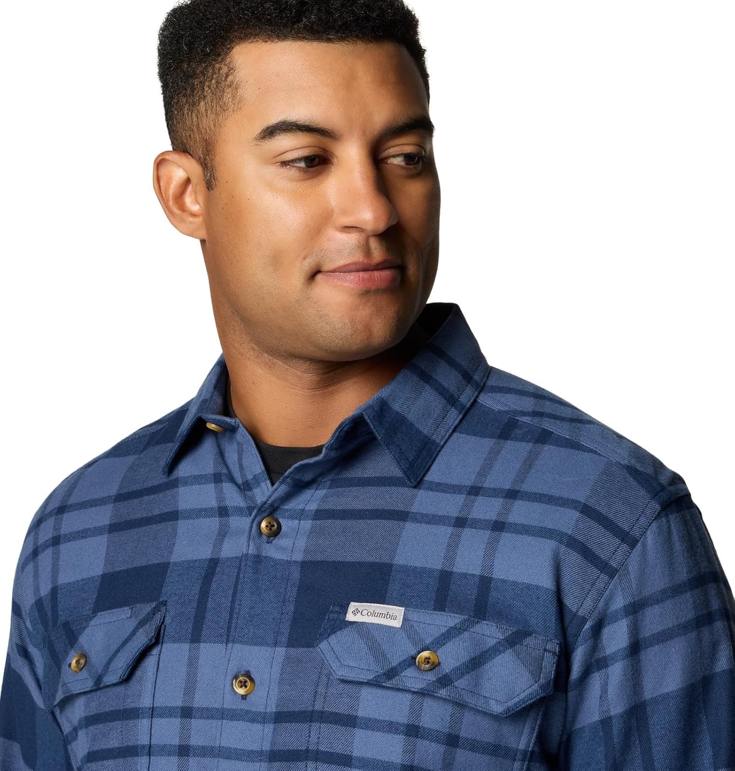 image:imageColumbia Flare Gun Stretch FlannelCollegiate Navy River Crossing Plaid