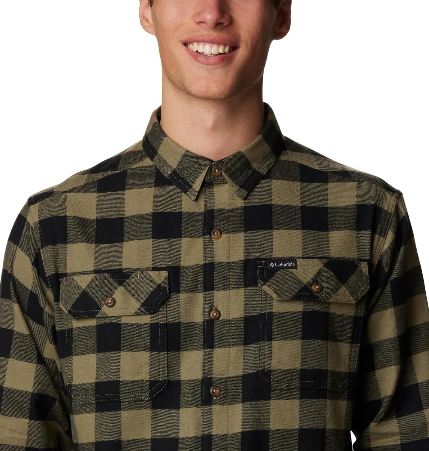 image:imageColumbia Flare Gun Stretch FlannelStone Green Buffalo Check