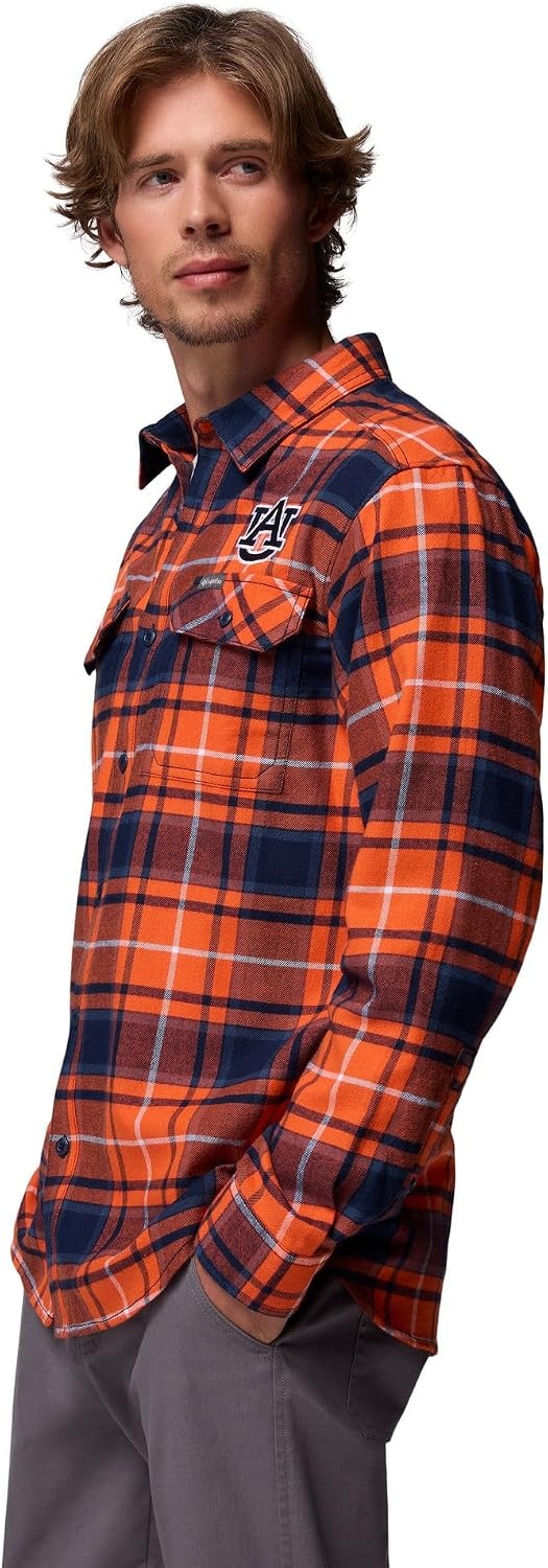 image:imageColumbia Mens Collegiate Flare Gun Flannel Long Sleeve ShirtAub Spark Orange Tartan