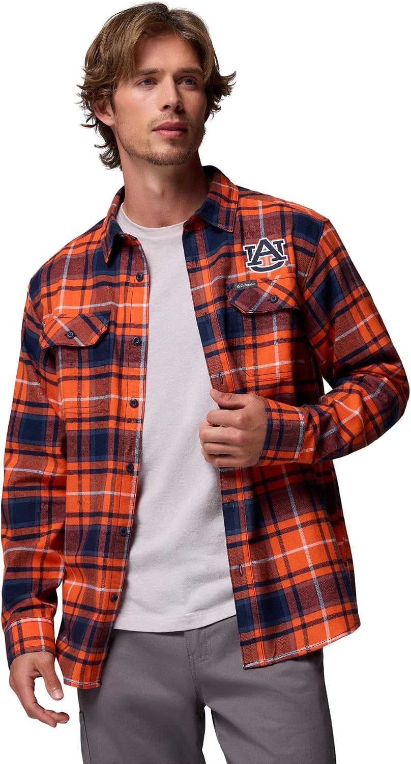 image:imageColumbia Mens Collegiate Flare Gun Flannel Long Sleeve ShirtAub Spark Orange Tartan