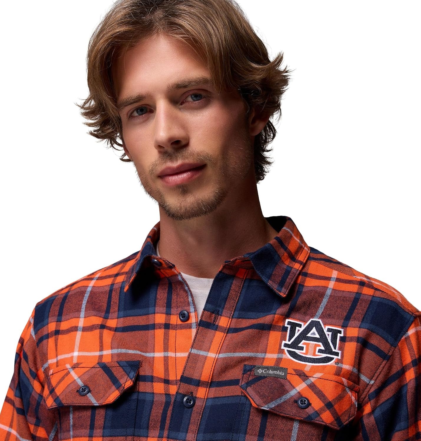 image:imageColumbia Mens Collegiate Flare Gun Flannel Long Sleeve ShirtAub Spark Orange Tartan