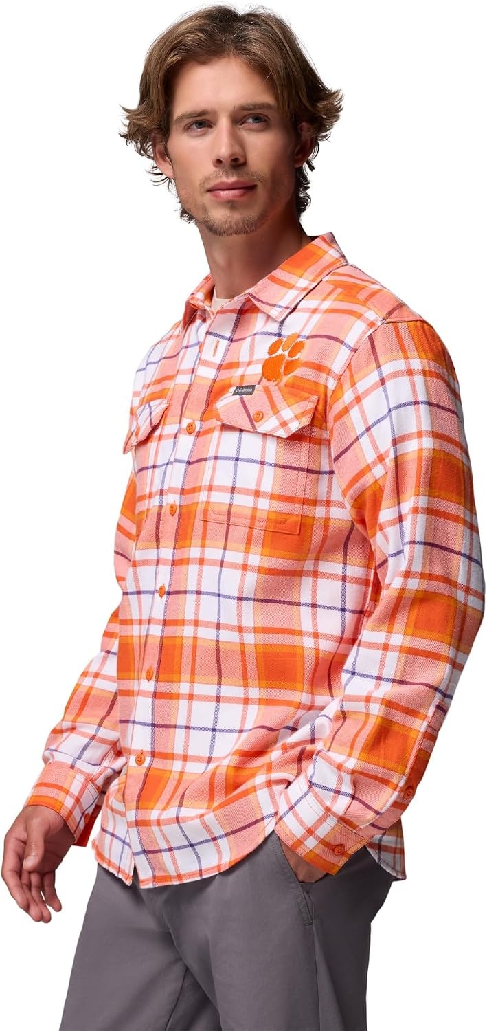 image:imageColumbia Mens Collegiate Flare Gun Flannel Long Sleeve ShirtCle Spark Orange Tartan