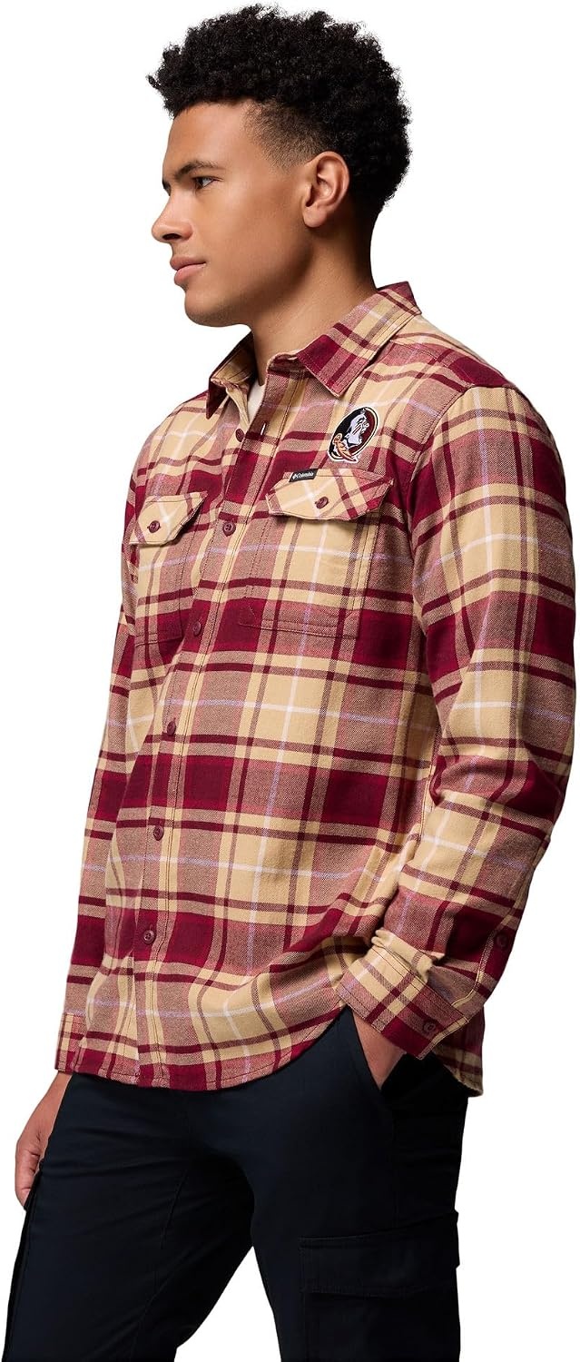 image:imageColumbia Mens Collegiate Flare Gun Flannel Long Sleeve ShirtFsu Cabernet Tartan