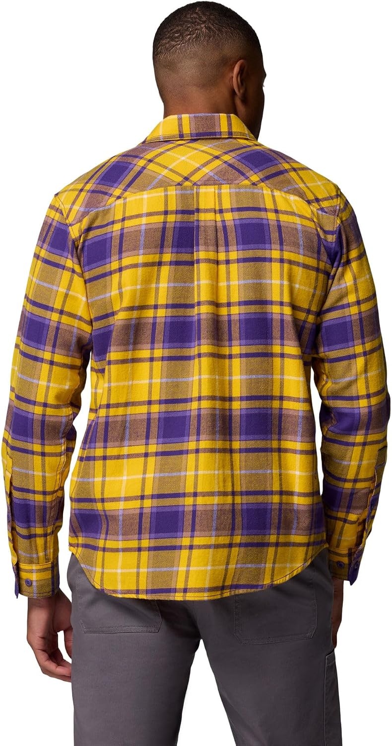 image:imageColumbia Mens Collegiate Flare Gun Flannel Long Sleeve ShirtLsu Vivid Purple Tartan