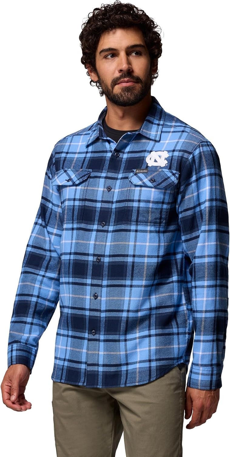 image:imageColumbia Mens Collegiate Flare Gun Flannel Long Sleeve ShirtNc White Cap Tartan