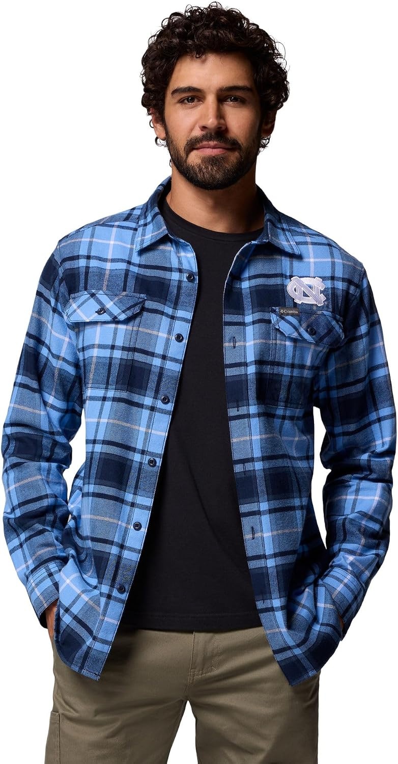 image:imageColumbia Mens Collegiate Flare Gun Flannel Long Sleeve ShirtNc White Cap Tartan