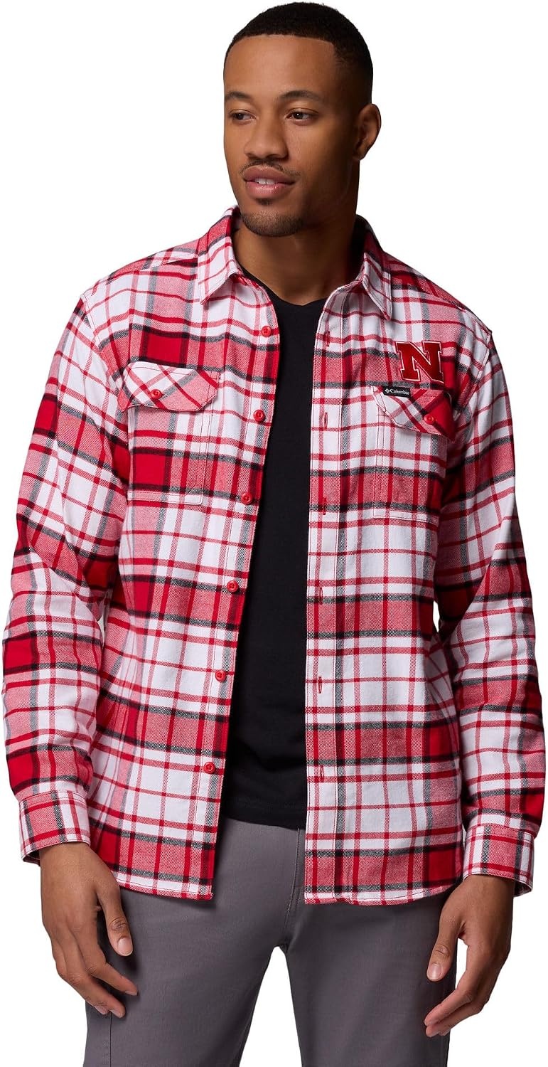 image:imageColumbia Mens Collegiate Flare Gun Flannel Long Sleeve ShirtNeb Bright Red Tartan