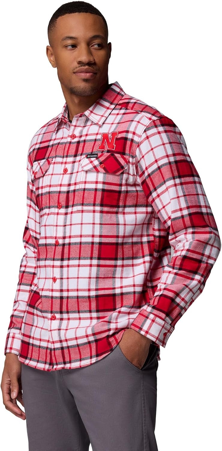 image:imageColumbia Mens Collegiate Flare Gun Flannel Long Sleeve ShirtNeb Bright Red Tartan