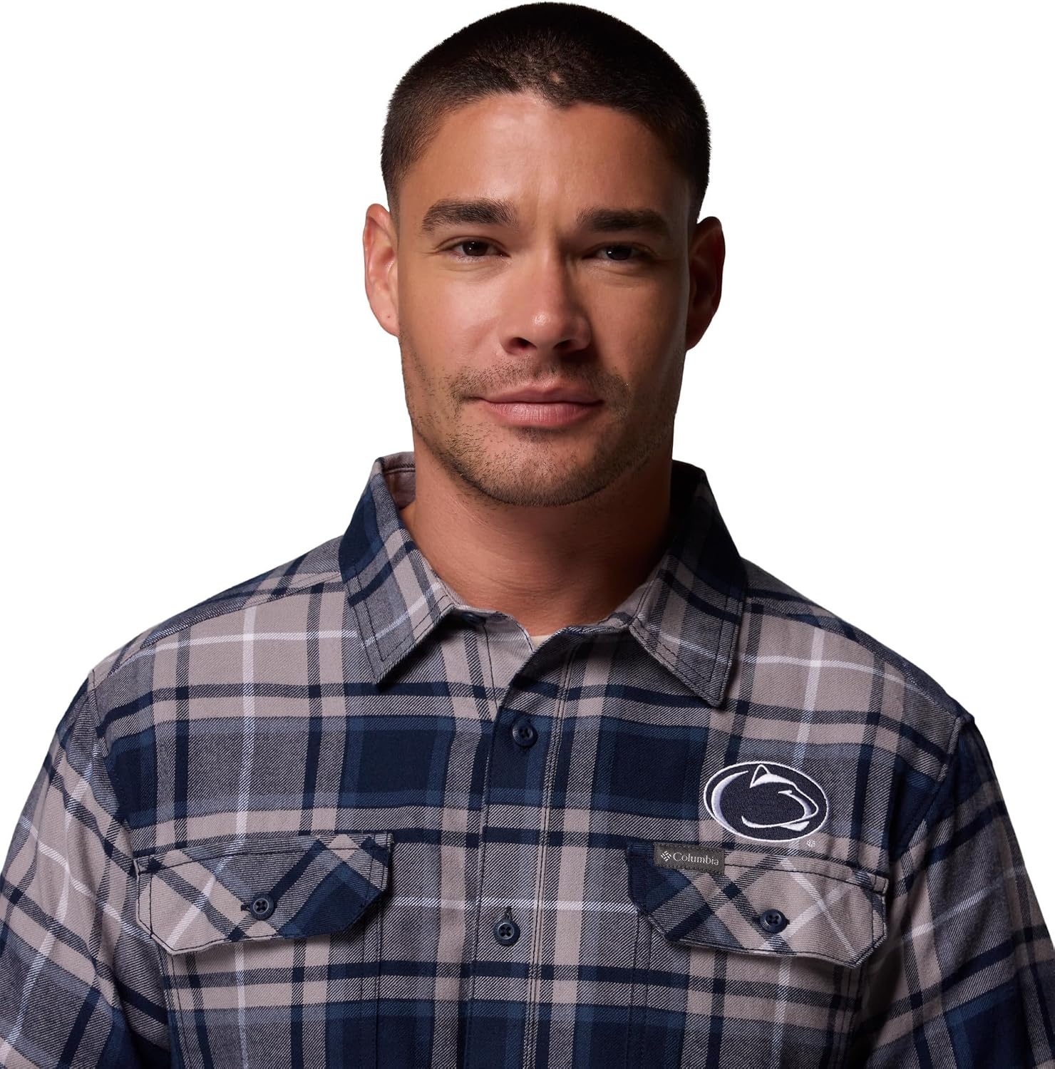 image:imageColumbia Mens Collegiate Flare Gun Flannel Long Sleeve ShirtPsu Collegiate Navy Tartan