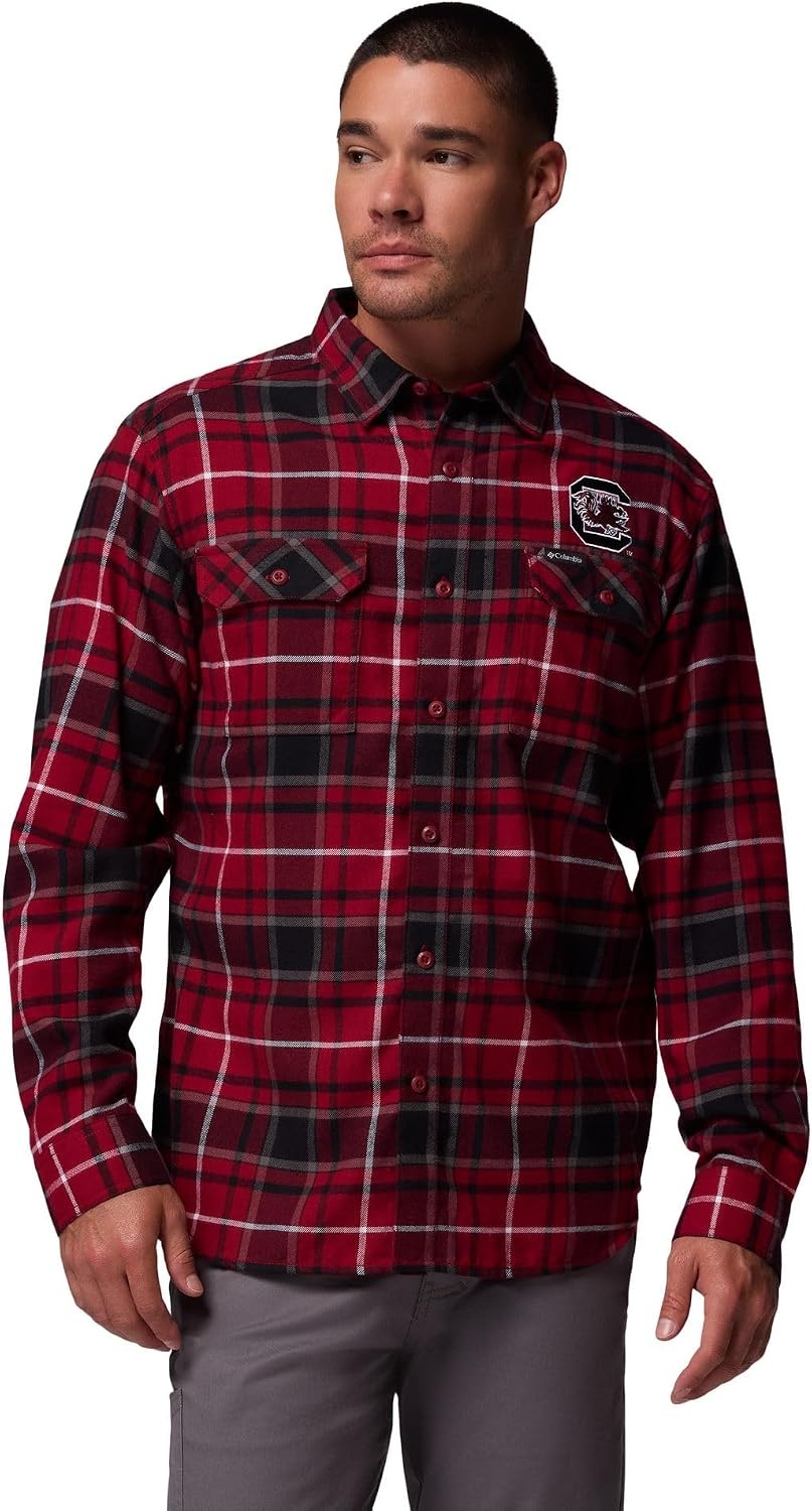 image:imageColumbia Mens Collegiate Flare Gun Flannel Long Sleeve ShirtSc Beet Tartan