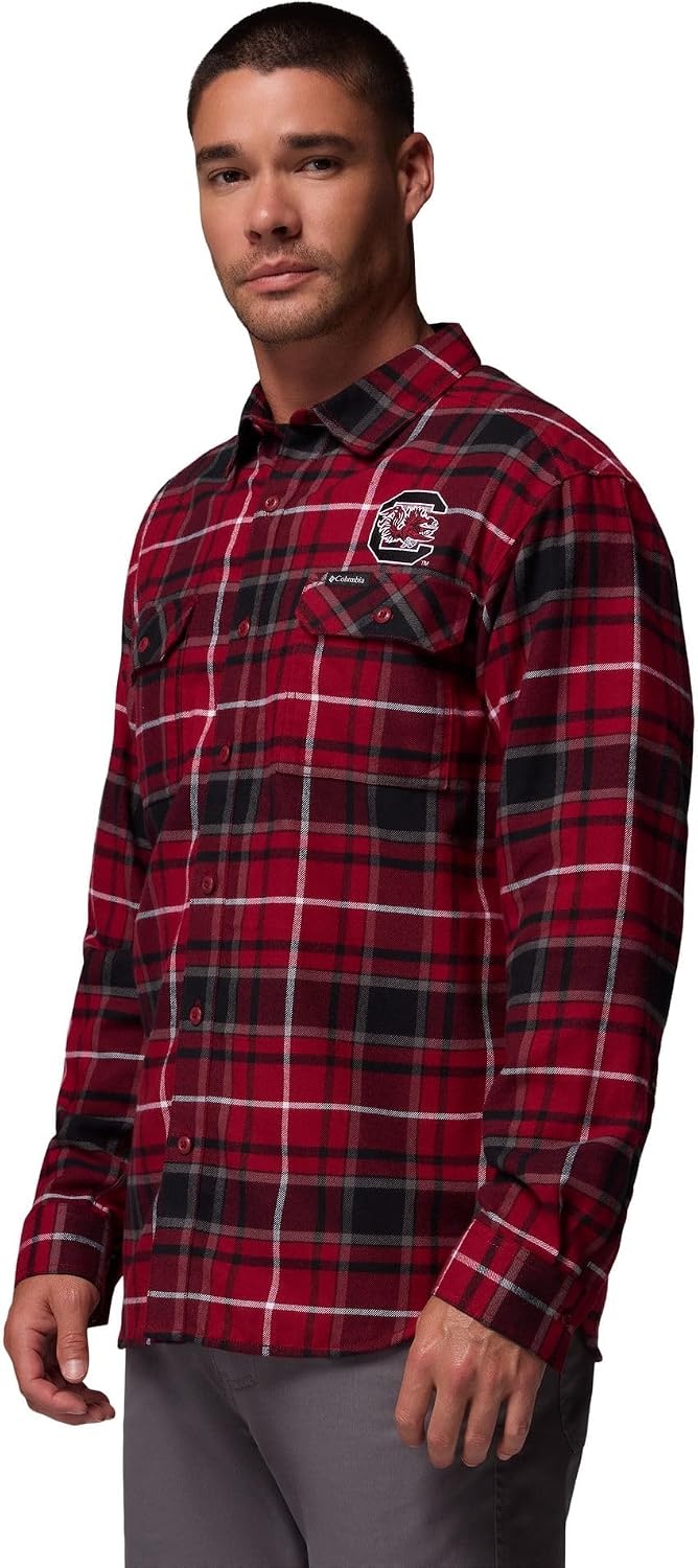 image:imageColumbia Mens Collegiate Flare Gun Flannel Long Sleeve ShirtSc Beet Tartan
