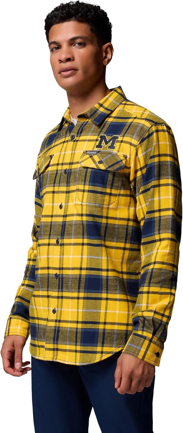 image:imageColumbia Mens Collegiate Flare Gun Flannel Long Sleeve ShirtUm Yellow Tartan