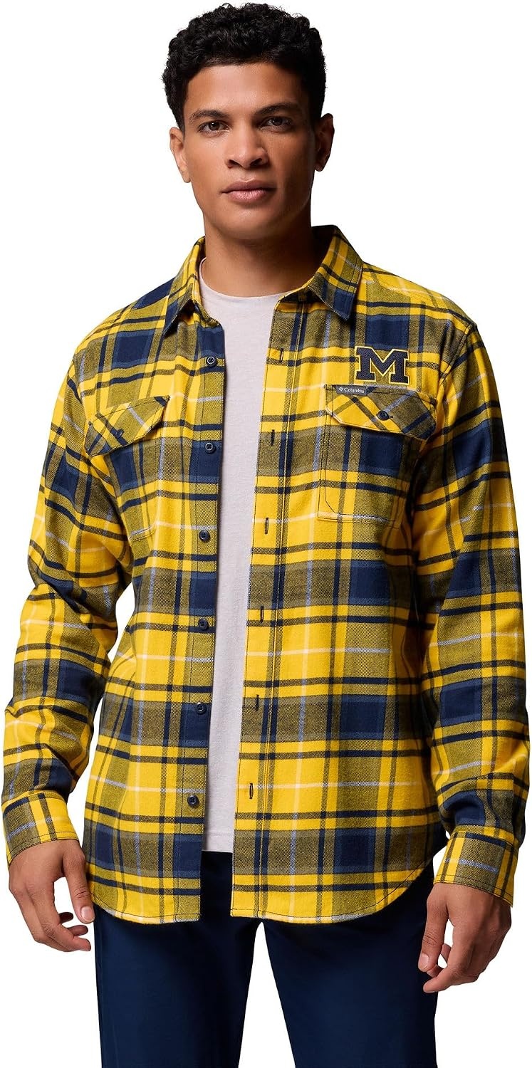 image:imageColumbia Mens Collegiate Flare Gun Flannel Long Sleeve ShirtUm Yellow Tartan
