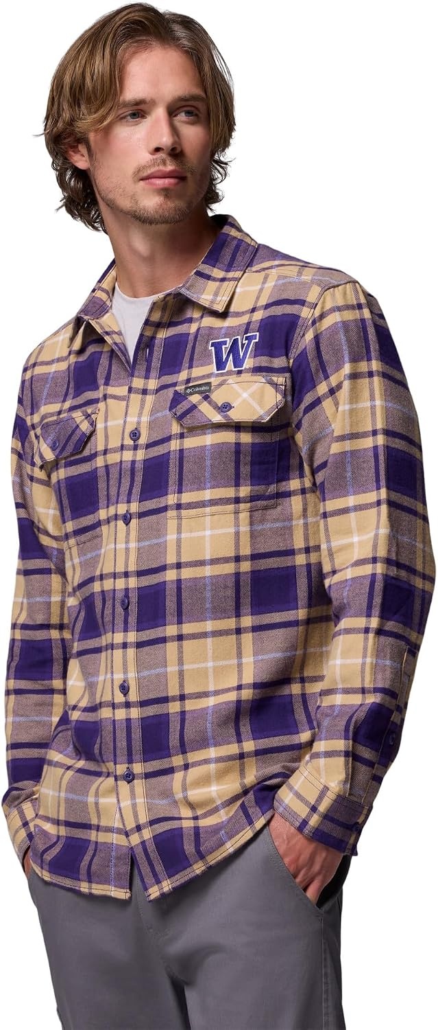 image:imageColumbia Mens Collegiate Flare Gun Flannel Long Sleeve ShirtUw Uw Purple Tartan