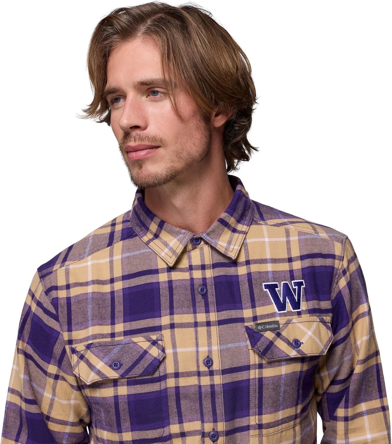 image:imageColumbia Mens Collegiate Flare Gun Flannel Long Sleeve ShirtUw Uw Purple Tartan