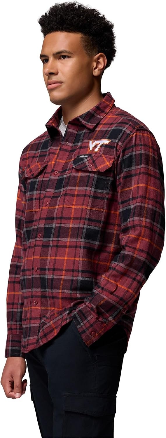 image:imageColumbia Mens Collegiate Flare Gun Flannel Long Sleeve ShirtVt Deep Maroon Tartan