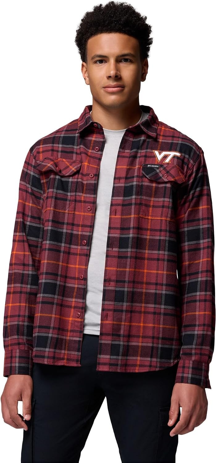 image:imageColumbia Mens Collegiate Flare Gun Flannel Long Sleeve ShirtVt Deep Maroon Tartan