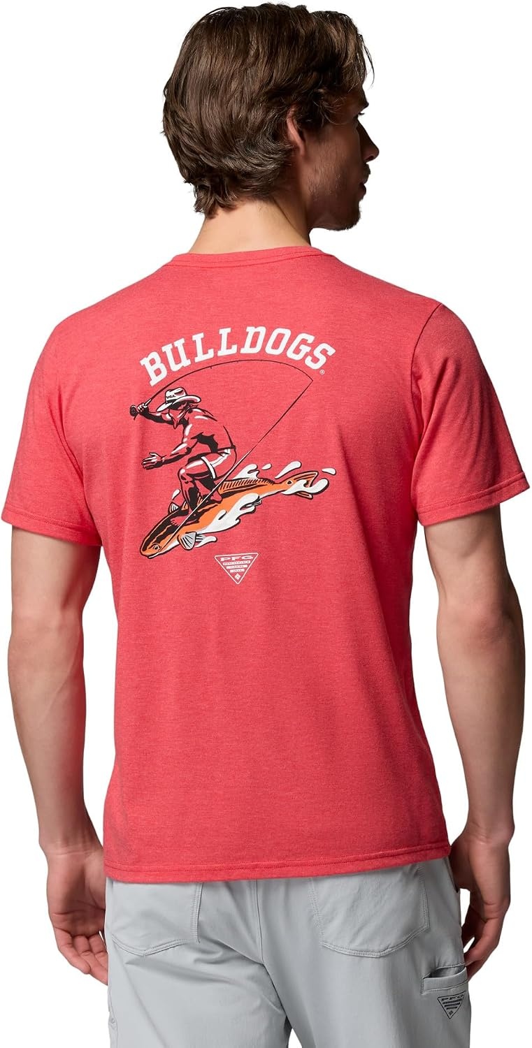 image:imageColumbia Mens Collegiate PFG Tee Short SleeveUga Bright Red Heather