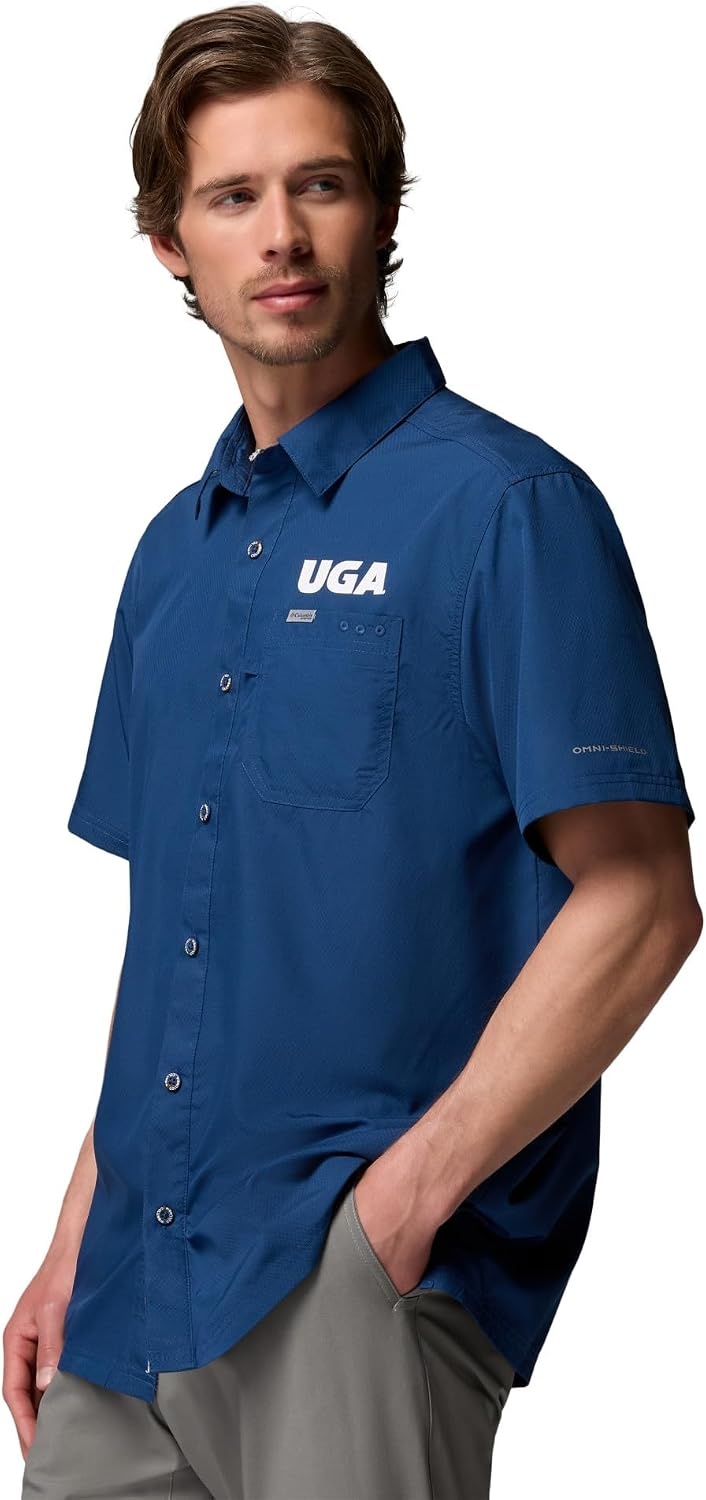 image:imageColumbia Mens Collegiate Slack Tide Camp ShirtUga Carbon