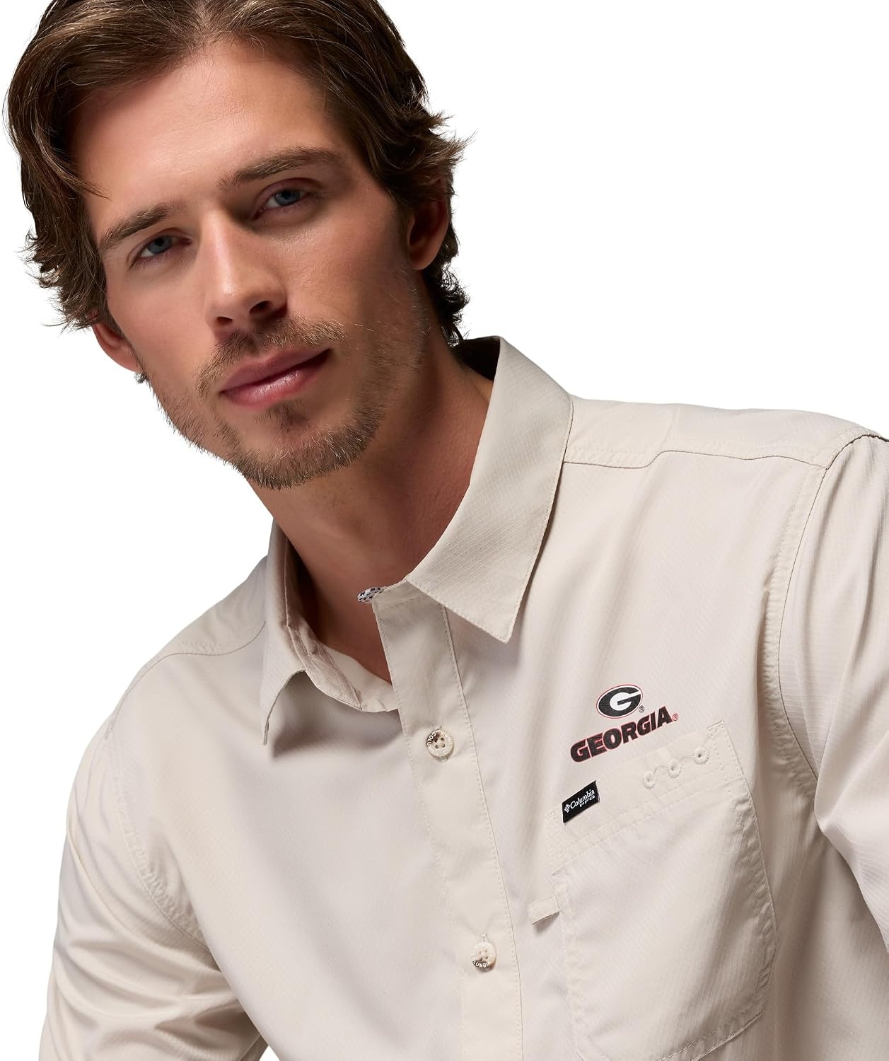 image:imageColumbia Mens Collegiate Slack Tide Camp ShirtUga Dark Stone