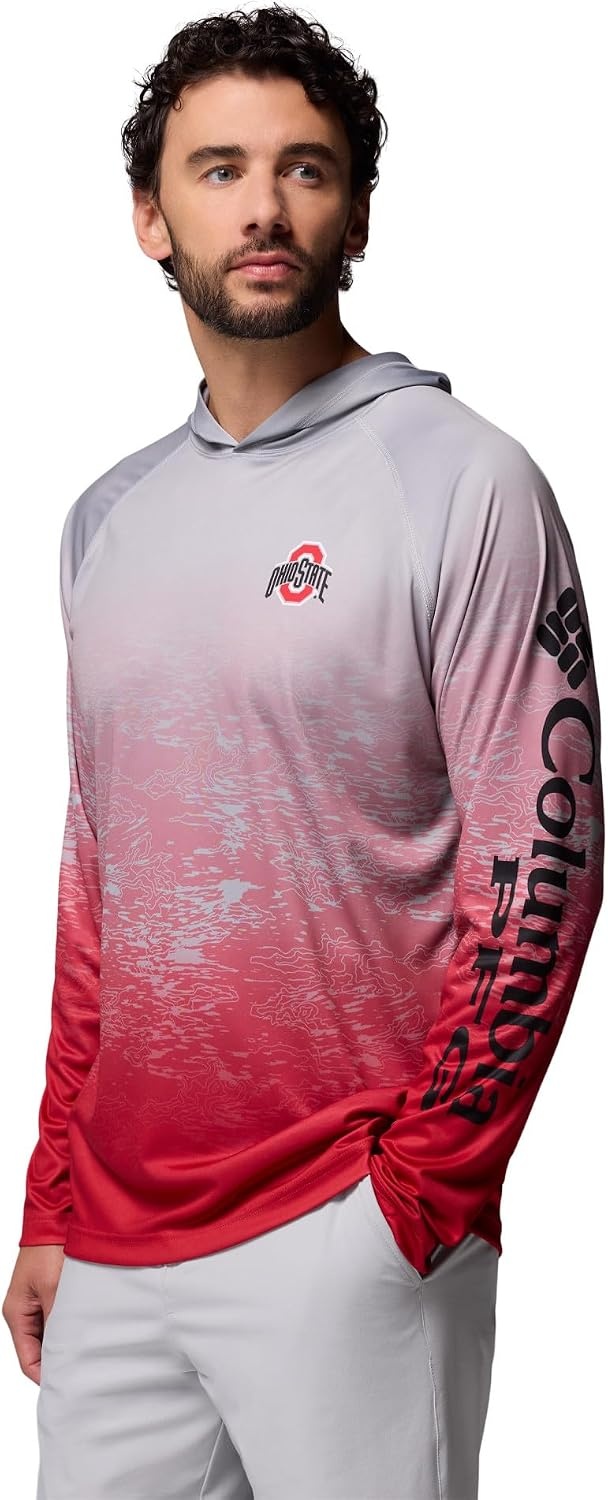 image:imageColumbia Mens Collegiate Super Terminal Tackle HoodieOs Columbia GreyIntense Red