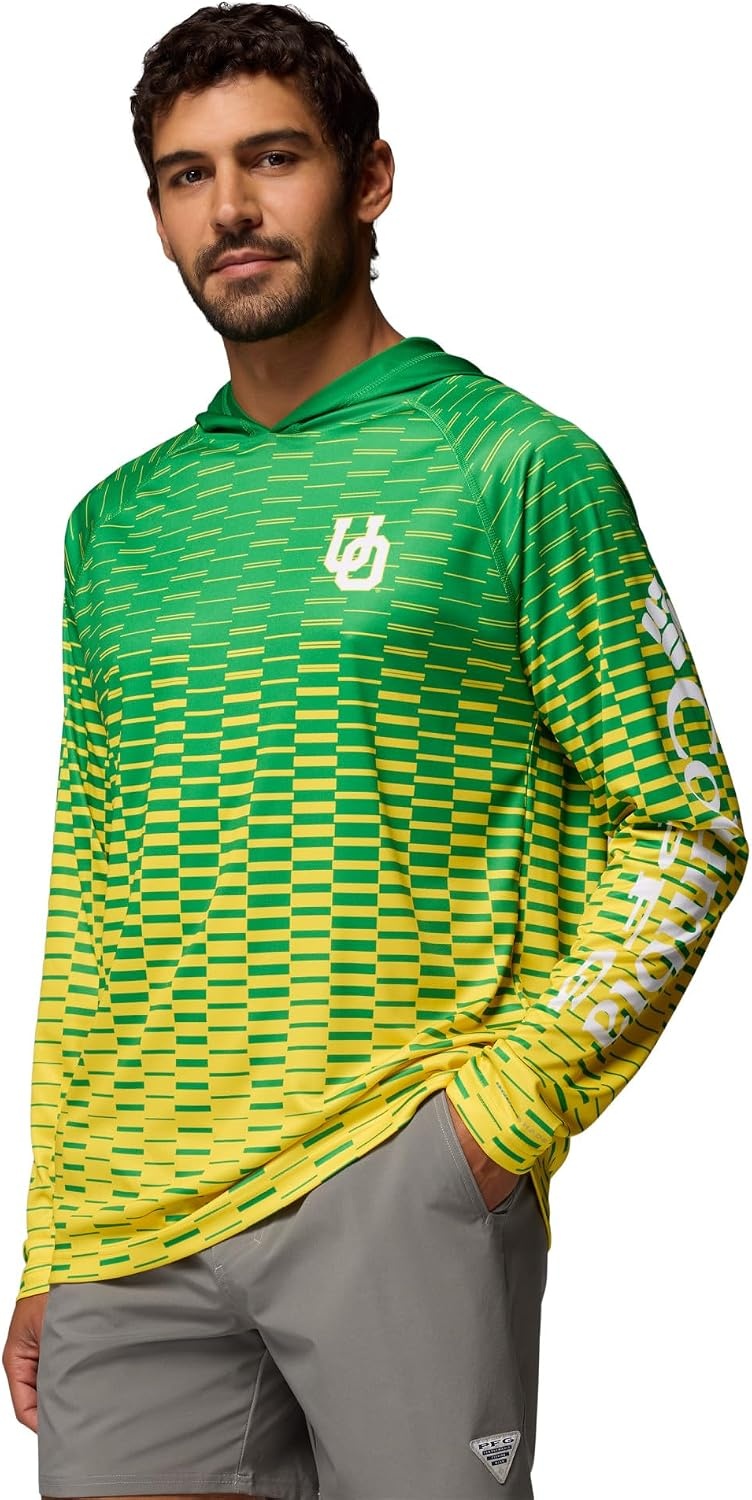 image:imageColumbia Mens Collegiate Super Terminal Tackle HoodieUo Fuse GreenYellow Glo