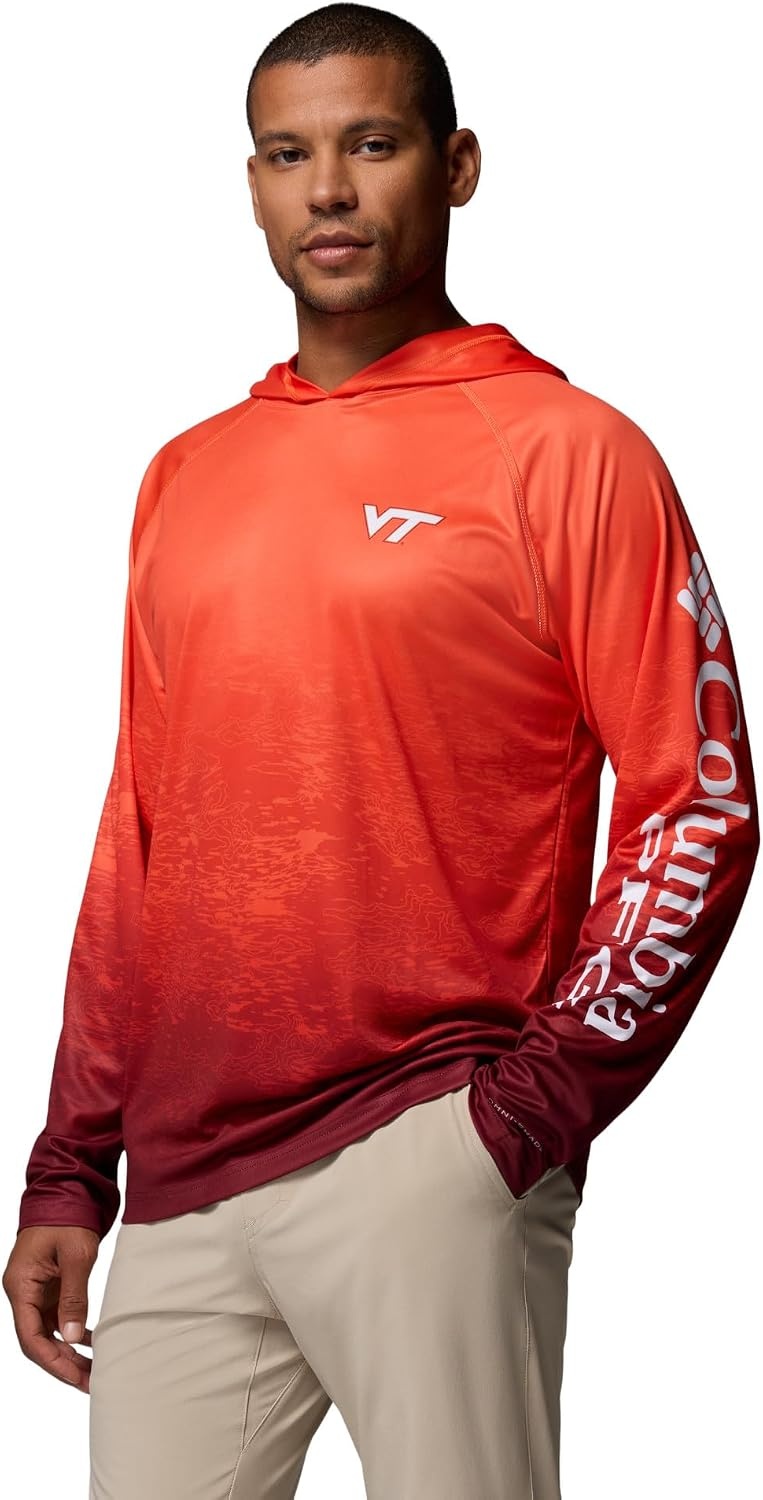image:imageColumbia Mens Collegiate Super Terminal Tackle HoodieVt Tangy OrangeDeep Maroon