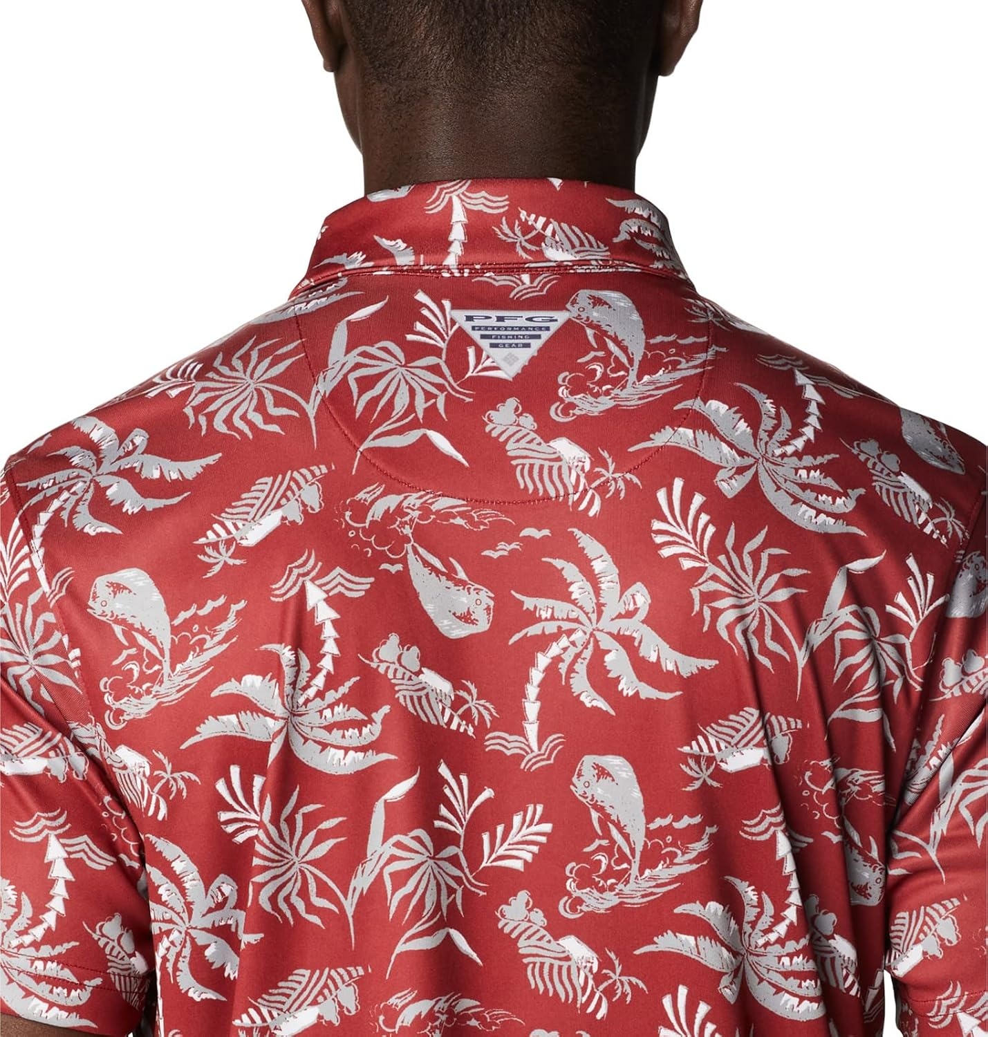 image:imageColumbia Mens Collegiate Super Terminal Tackle PoloAla Red Velvet Dorado Isle Print