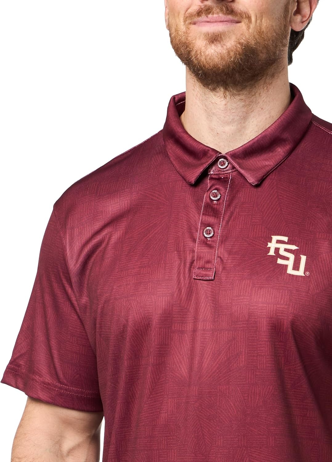 image:imageColumbia Mens Collegiate Super Terminal Tackle PoloFsu Cabernet Patchwork Palms
