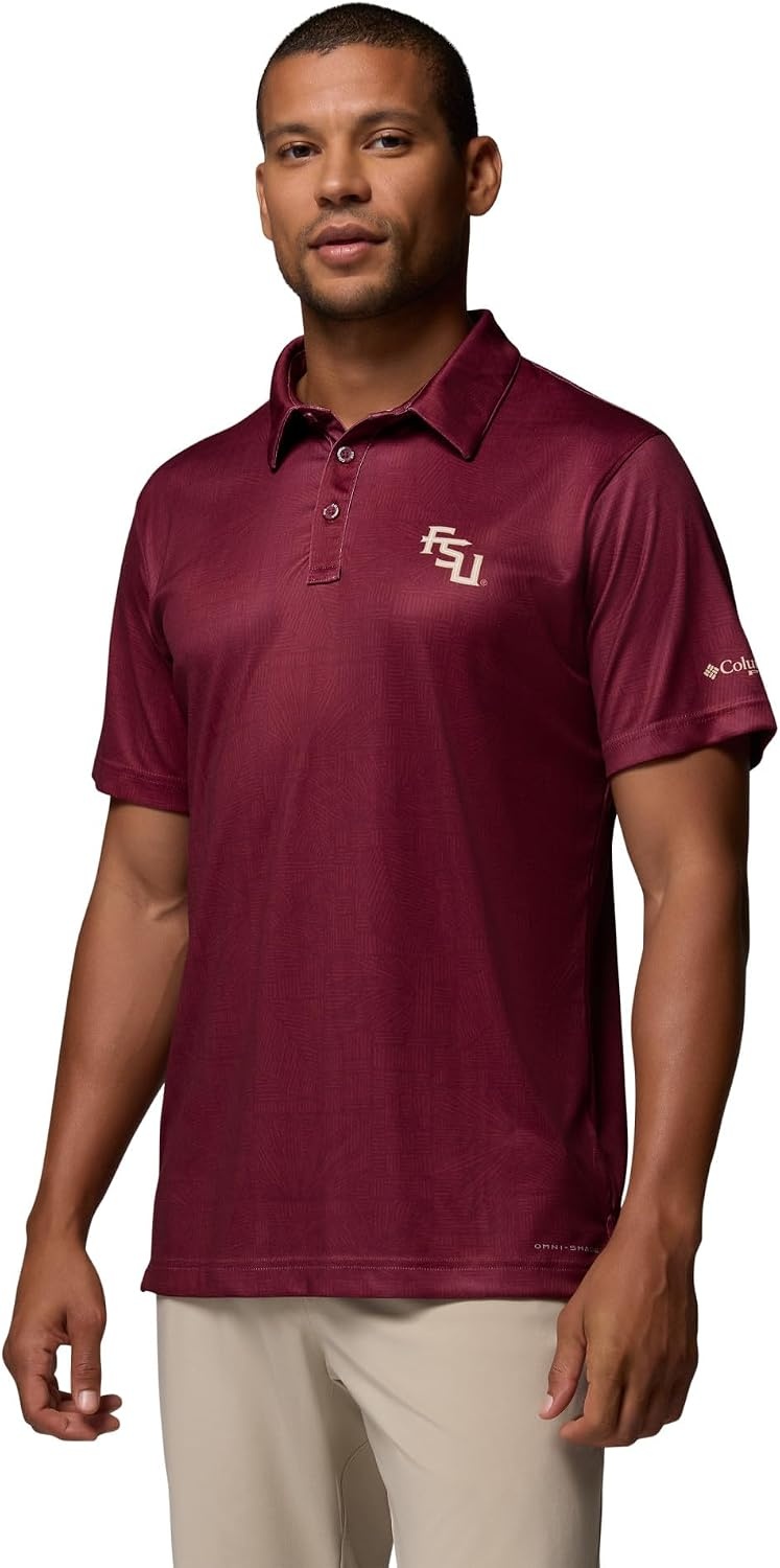 image:imageColumbia Mens Collegiate Super Terminal Tackle PoloFsu Cabernet Patchwork Palms