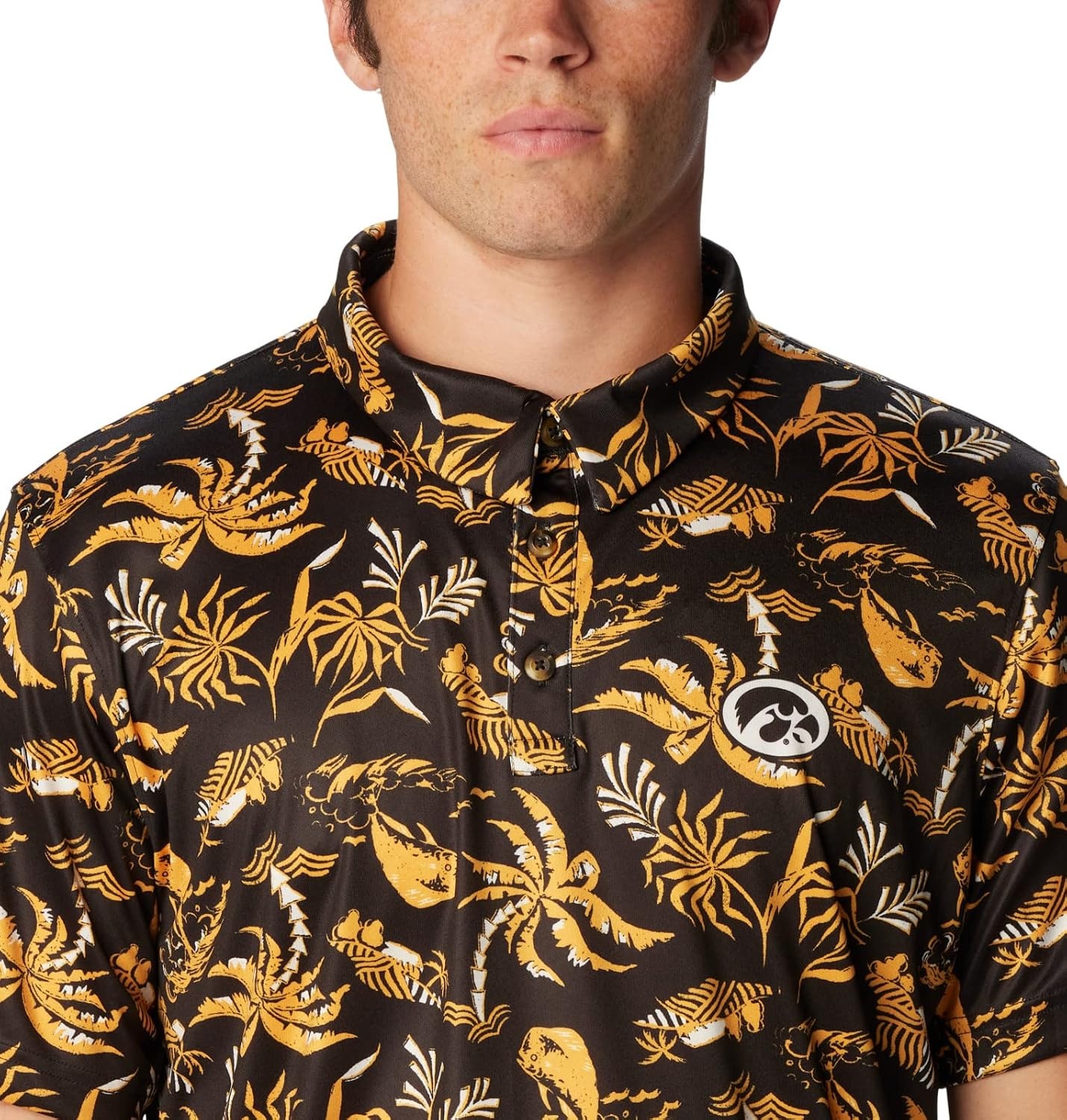 image:imageColumbia Mens Collegiate Super Terminal Tackle PoloIw Black Dorado Isle Print