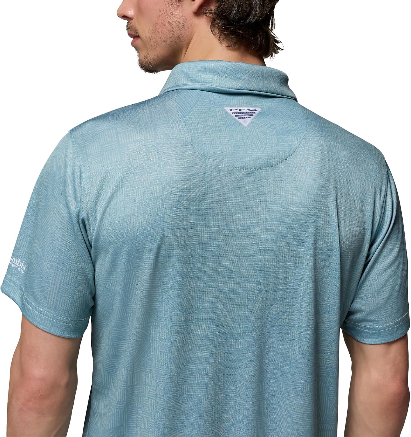image:imageColumbia Mens Collegiate Super Terminal Tackle PoloLsu Crushed Blue Patchwork Palms