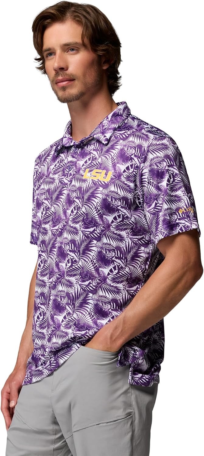 image:imageColumbia Mens Collegiate Super Terminal Tackle PoloLsu Vivid Purple Roosters