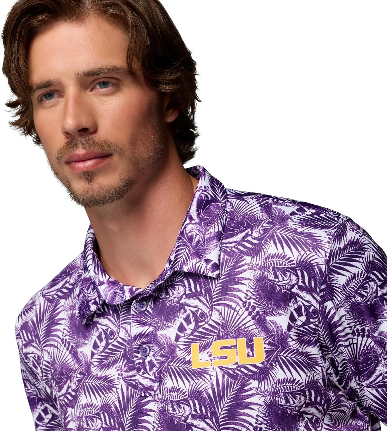 image:imageColumbia Mens Collegiate Super Terminal Tackle PoloLsu Vivid Purple Roosters