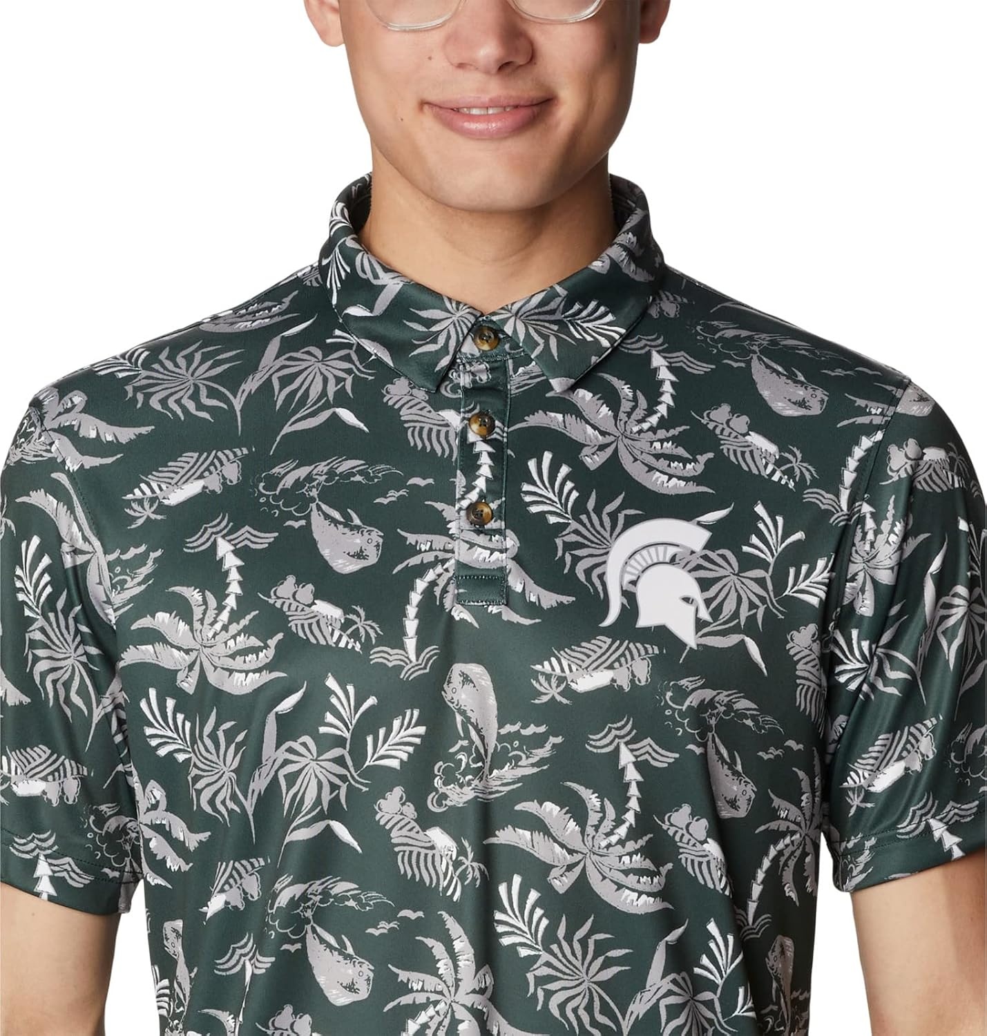 image:imageColumbia Mens Collegiate Super Terminal Tackle PoloMs Spruce Dorado Isle Print