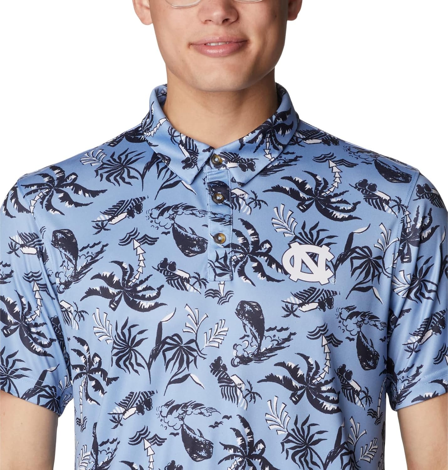 image:imageColumbia Mens Collegiate Super Terminal Tackle PoloNc White Cap Dorado Isle Print