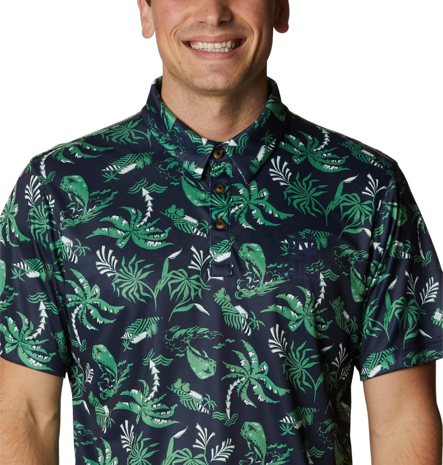 image:imageColumbia Mens Collegiate Super Terminal Tackle PoloNd Collegiate Navy Dorado Isle Print