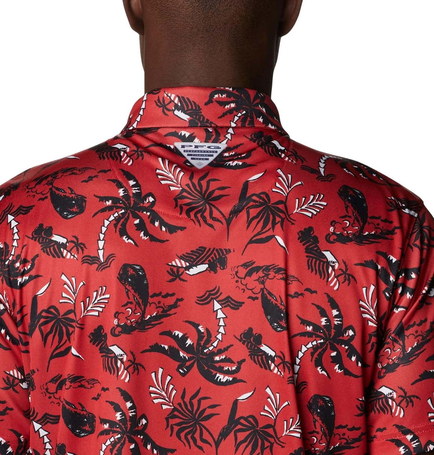 image:imageColumbia Mens Collegiate Super Terminal Tackle PoloNeb Bright Red Dorado Isle Print