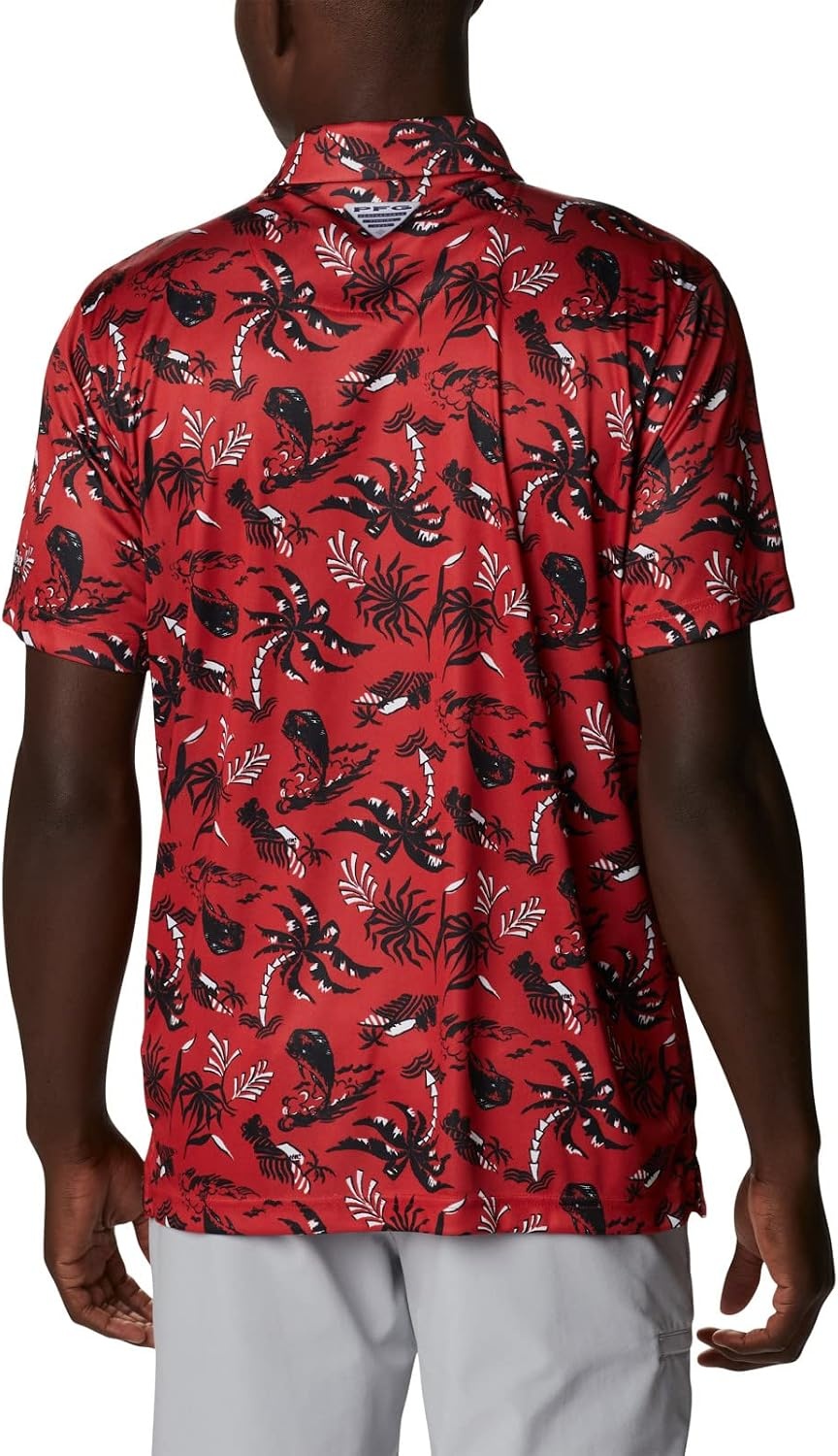 image:imageColumbia Mens Collegiate Super Terminal Tackle PoloNeb Bright Red Dorado Isle Print