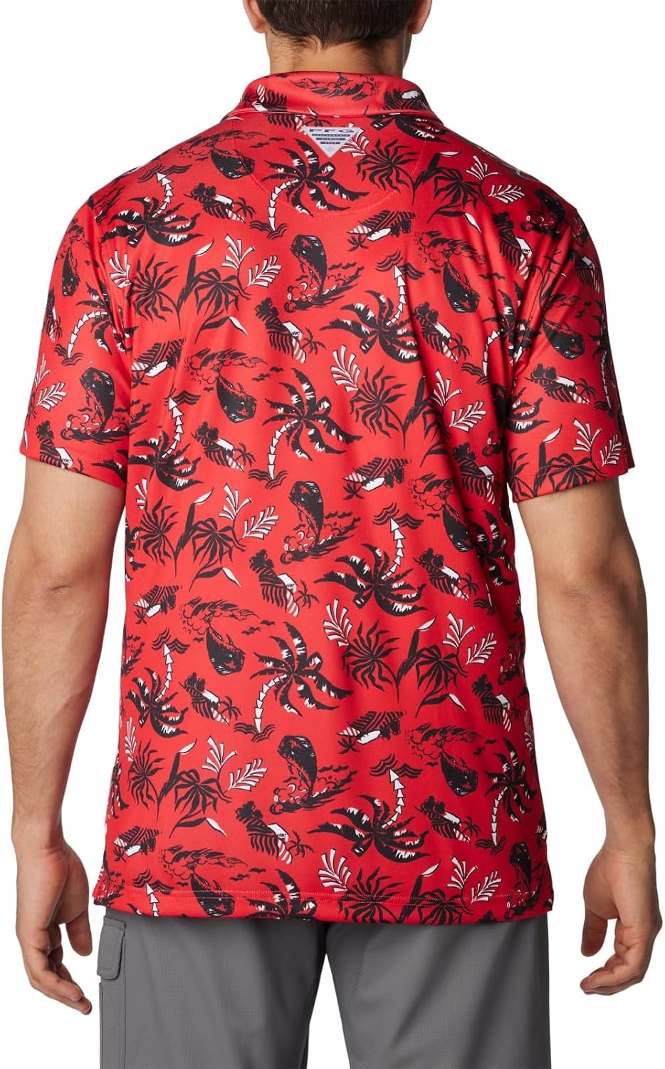 image:imageColumbia Mens Collegiate Super Terminal Tackle PoloUga Bright Red Dorado Isle Print