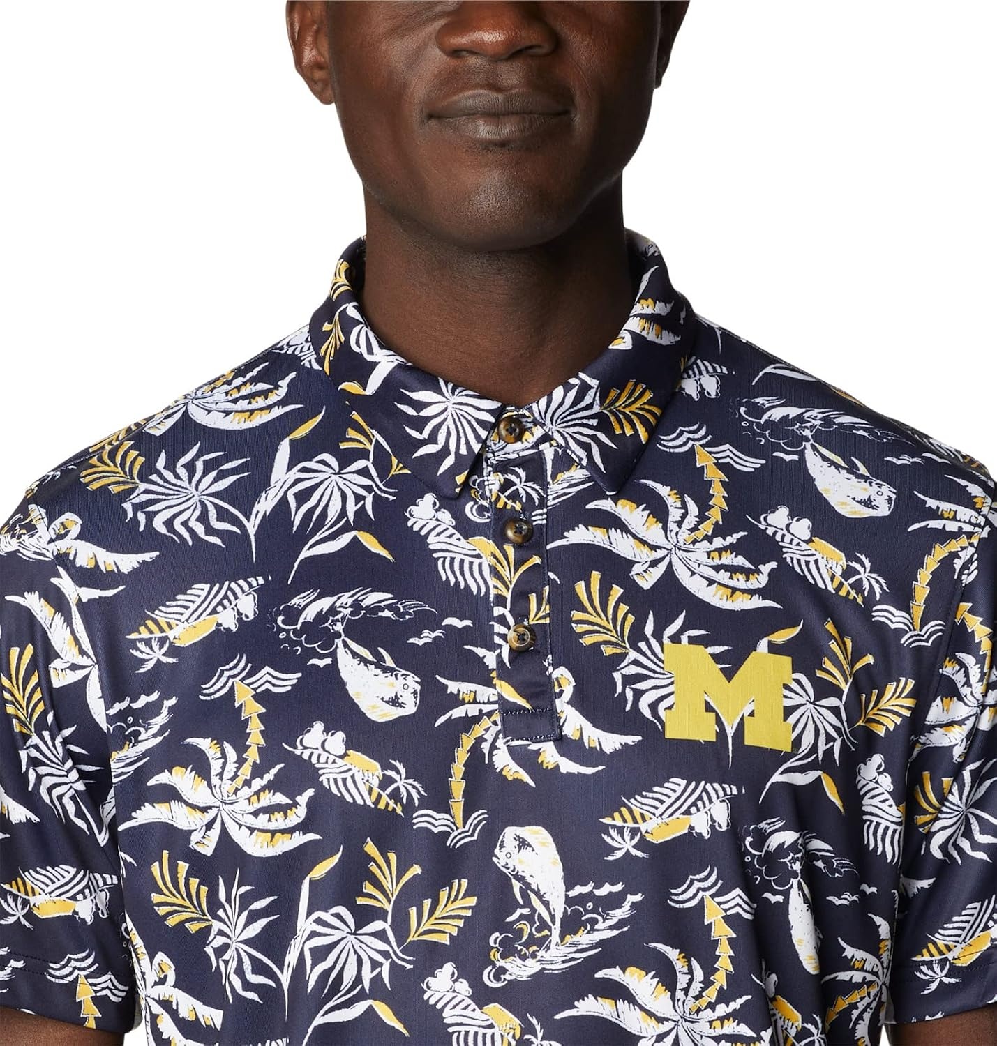 image:imageColumbia Mens Collegiate Super Terminal Tackle PoloUm Collegiate Navy Dorado Isle Print