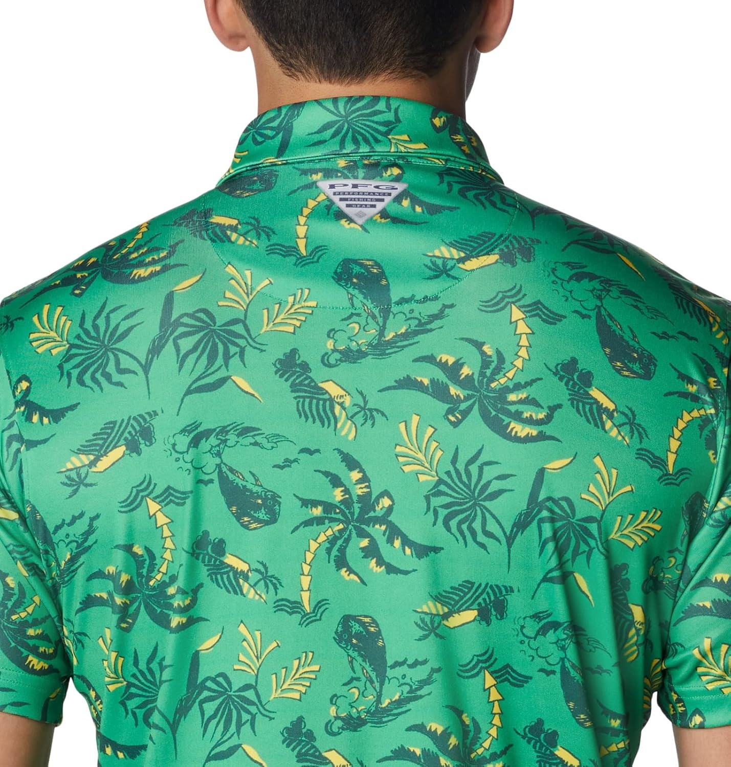 image:imageColumbia Mens Collegiate Super Terminal Tackle PoloUo Fuse Green Dorado Isle Print