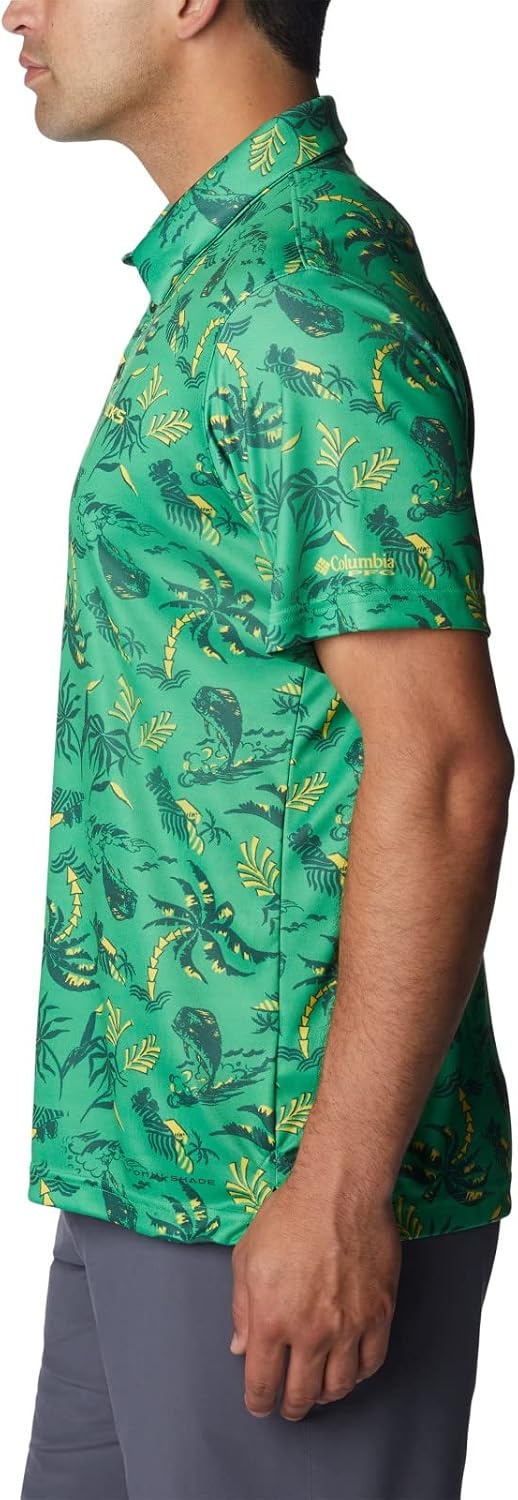 image:imageColumbia Mens Collegiate Super Terminal Tackle PoloUo Fuse Green Dorado Isle Print