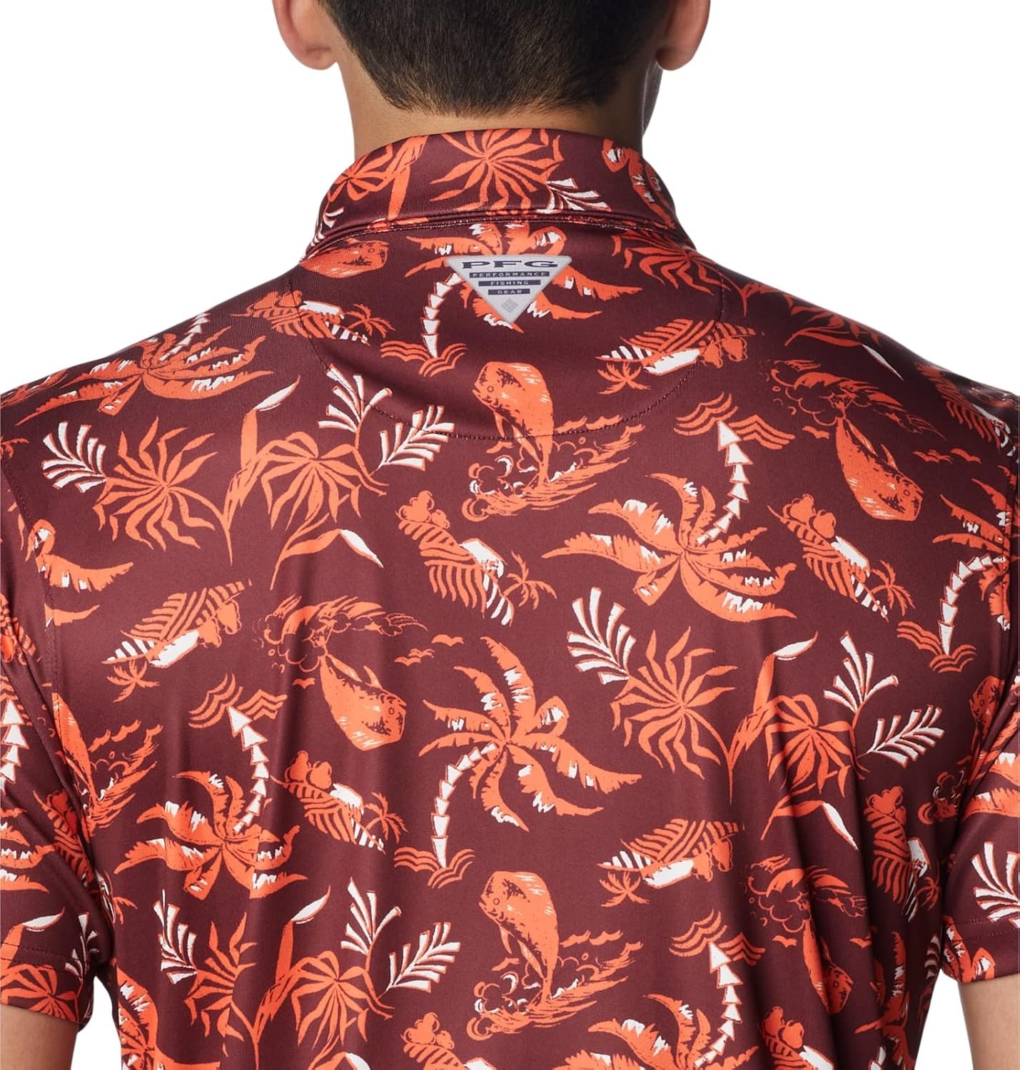 image:imageColumbia Mens Collegiate Super Terminal Tackle PoloVt Deep Maroon Dorado Isle Print