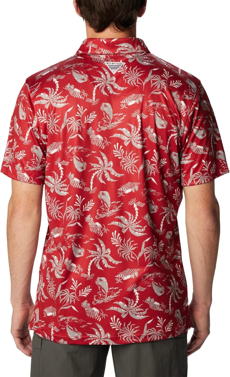 image:imageColumbia Mens Collegiate Super Terminal Tackle PoloWaz Red Velvet Dorado Isle Print