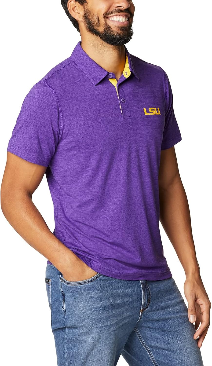 image:imageColumbia Mens Collegiate Tech Trail PoloLsu Vivid Purple