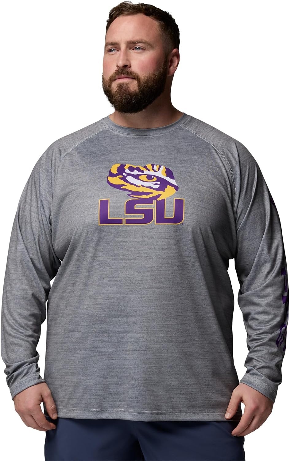 image:imageColumbia Mens Collegiate Terminal Tackle Heather Long Sleeve ShirtLsu Columbia Grey Heather