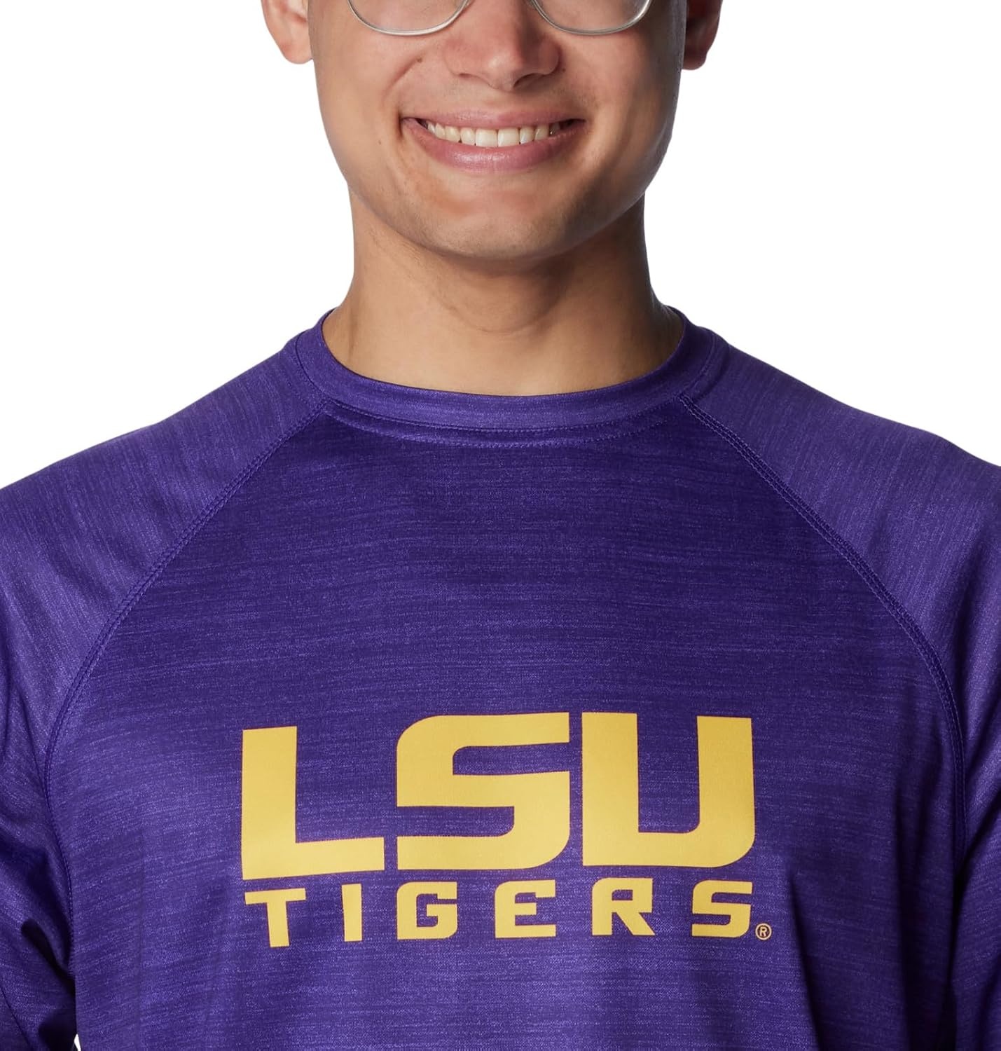 image:imageColumbia Mens Collegiate Terminal Tackle Heather Long Sleeve ShirtLsu Vivid Purple Heather