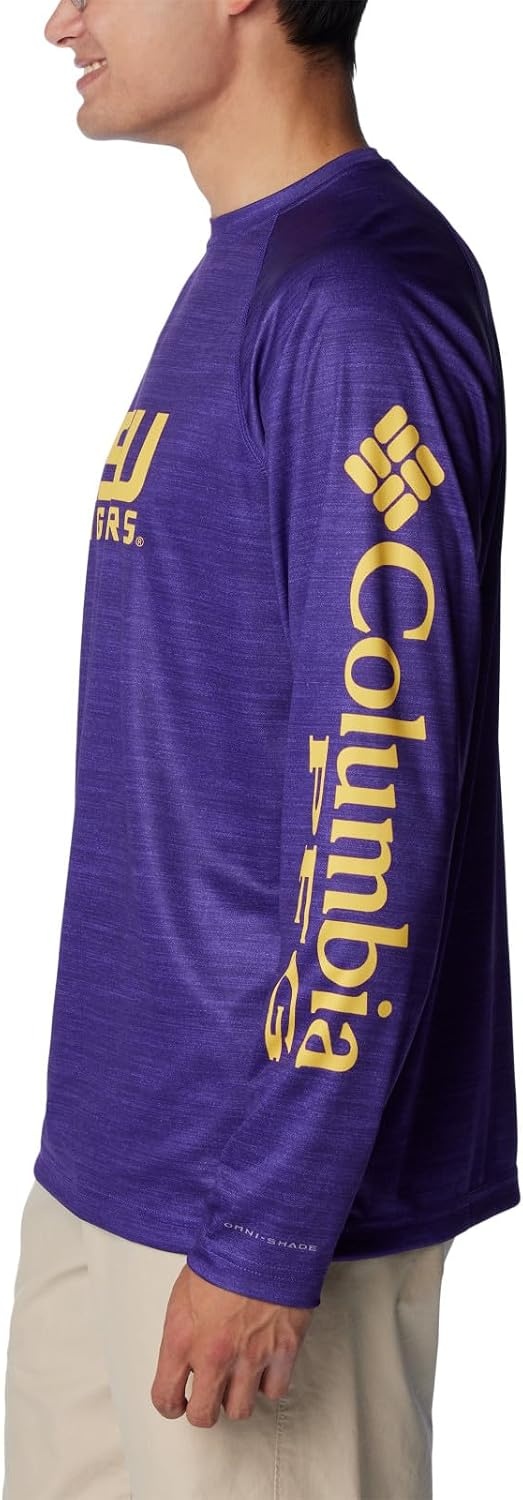 image:imageColumbia Mens Collegiate Terminal Tackle Heather Long Sleeve ShirtLsu Vivid Purple Heather