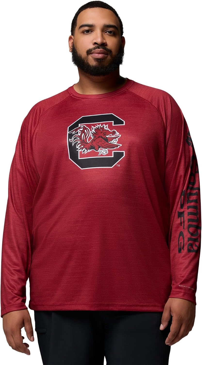 image:imageColumbia Mens Collegiate Terminal Tackle Heather Long Sleeve ShirtSc Beet Heather